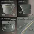 Designer wall mounted bathroom sink basin in grey glossy finish, slim rim rectangular wash basin, side angle