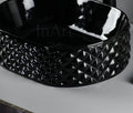 Countertop wash basin black for bathroom or kitchen, premium glossy ceramic table top sink with tap hole