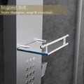 Waterfall spout detail on InArt 304 stainless steel shower panel, brushed chrome finish for premium washroom