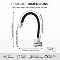Side view of wall mounted kitchen tap showing 210 mm projection and 160 mm outlet height