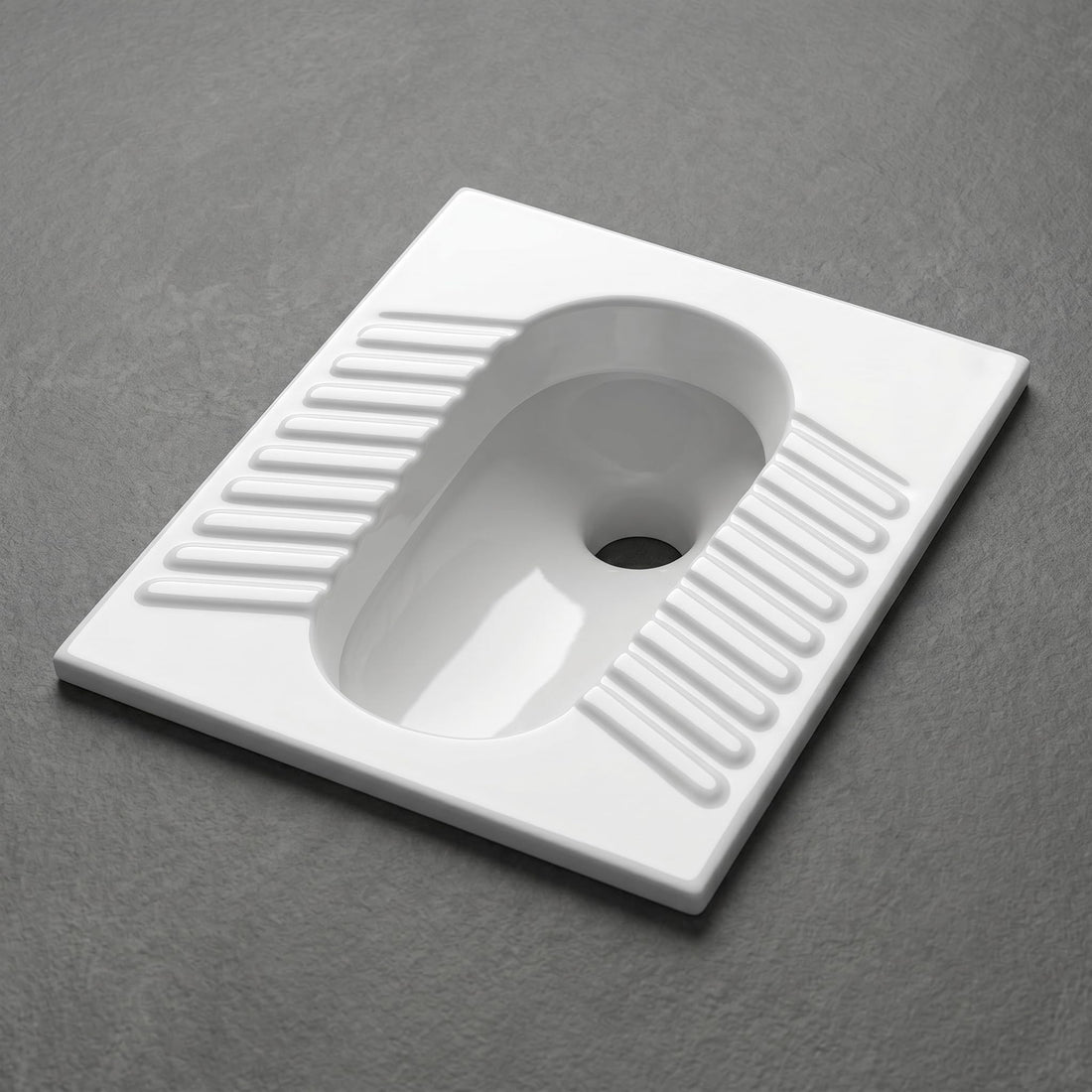 White ceramic Orissa pan 23 inch rectangular floor mounted Indian toilet pan