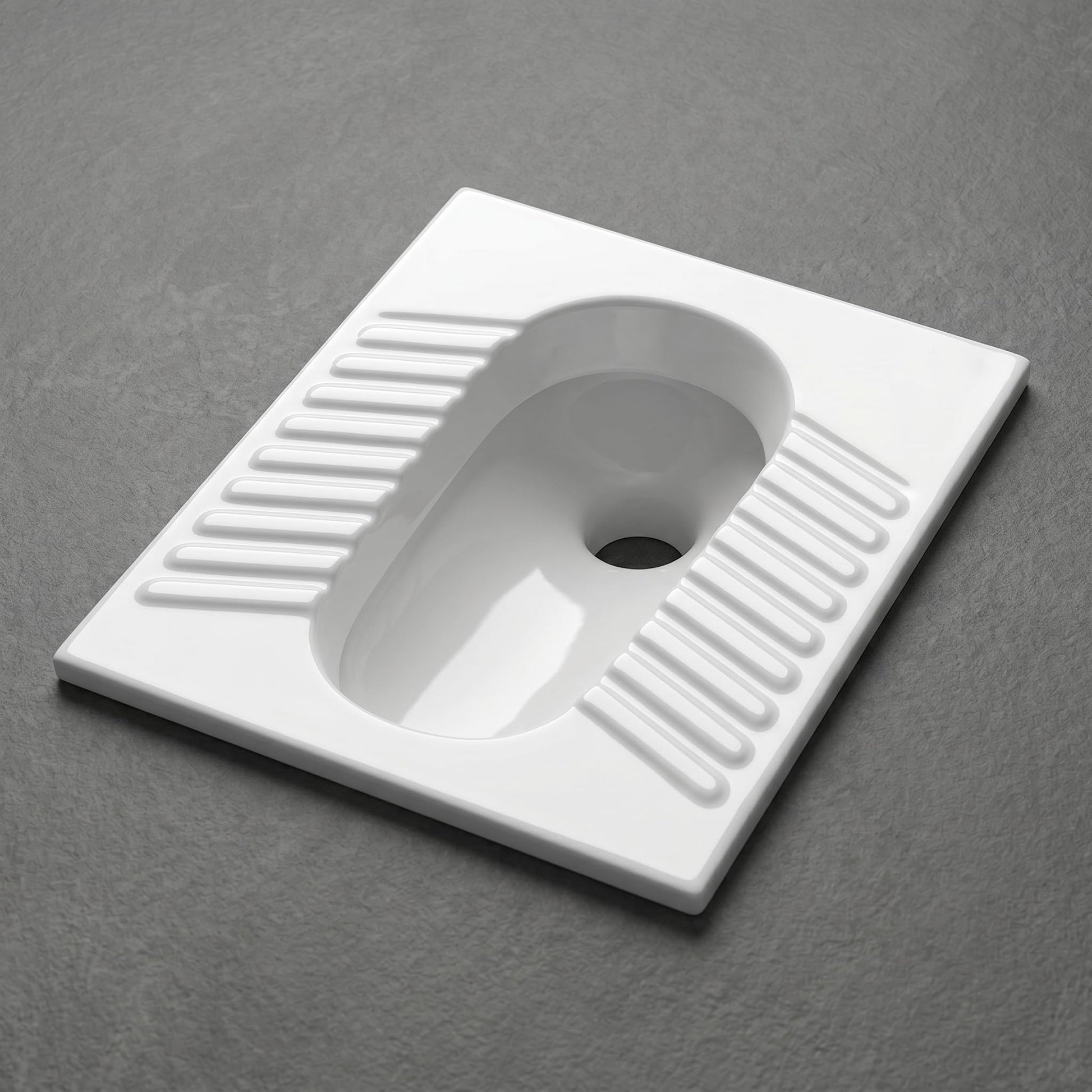 White ceramic Orissa pan 23 inch rectangular floor mounted Indian toilet pan