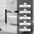 Matte black 12 inch pillar tap for wash basin, side angle view of extra tall high neck pillar cock