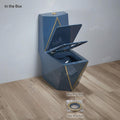 Premium InArt one piece western toilet commode in glossy blue, compact floor mounted EWC for modern bathroom