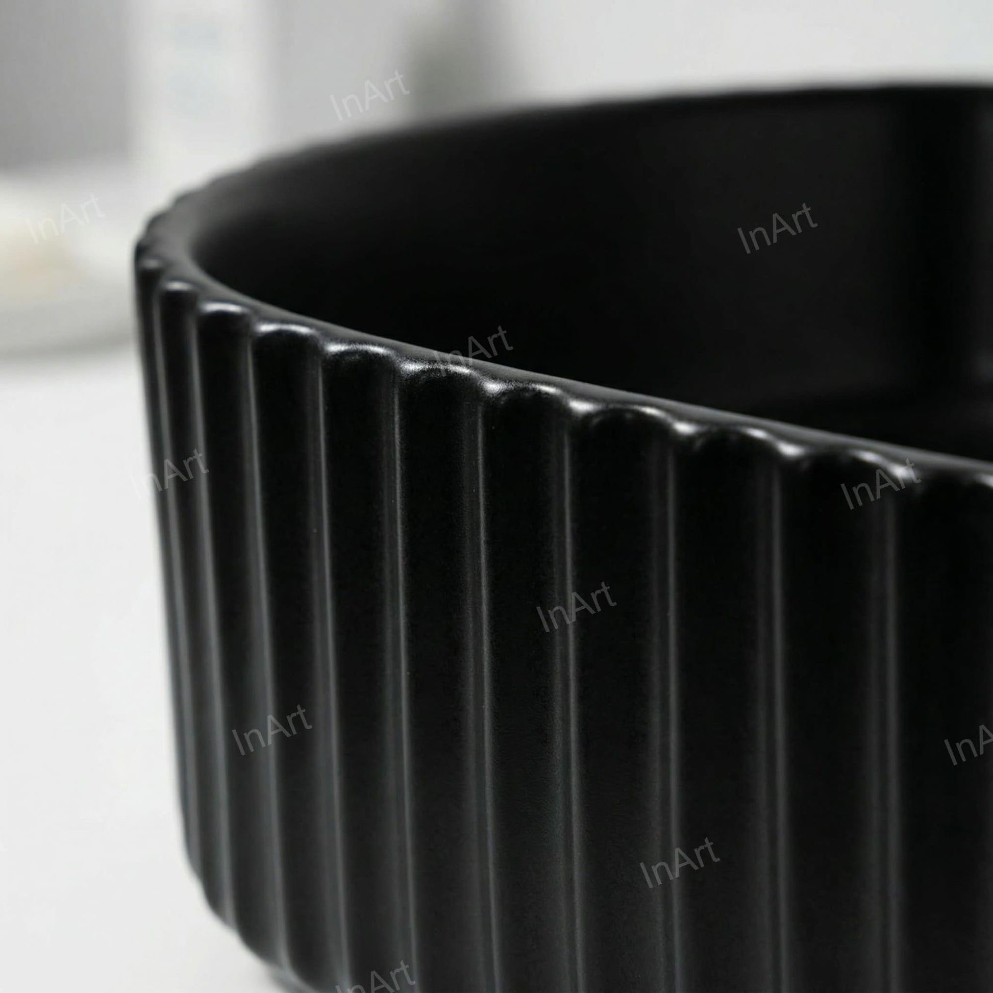 InArt table top wash basin 51x31 cm, rectangular bowl depth detail, ideal for modern bathroom vanity