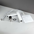 Waterfall basin tap style spout detail in white matte brass, deck mount mixer tap for Indian bathroom