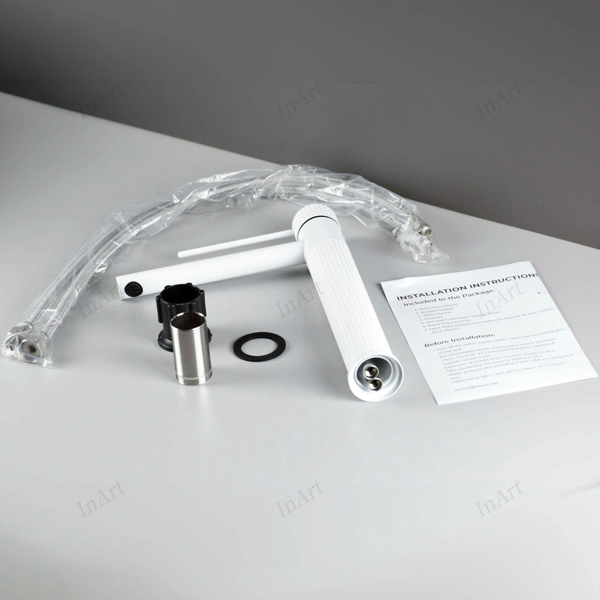 Waterfall basin tap style spout detail in white matte brass, deck mount mixer tap for Indian bathroom