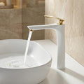 InArt wash basin mixer tap in white gold finish, solid brass single lever basin mixer for bathroom