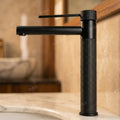 Deck mount basin mixer tap matte black, brass body base detail for secure fitting on wash basin