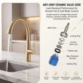 Deck mounted brass kitchen faucet with flexible pull-down spray head