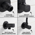 Ceramic disc angle valve matt black, leakproof brass angle stop for wash basin tap connection