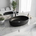 Matte black oval ceramic table top wash basin above counter view
