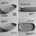 InArt modern table top wash basin design, rectangular matt grey ceramic basin, side angle view