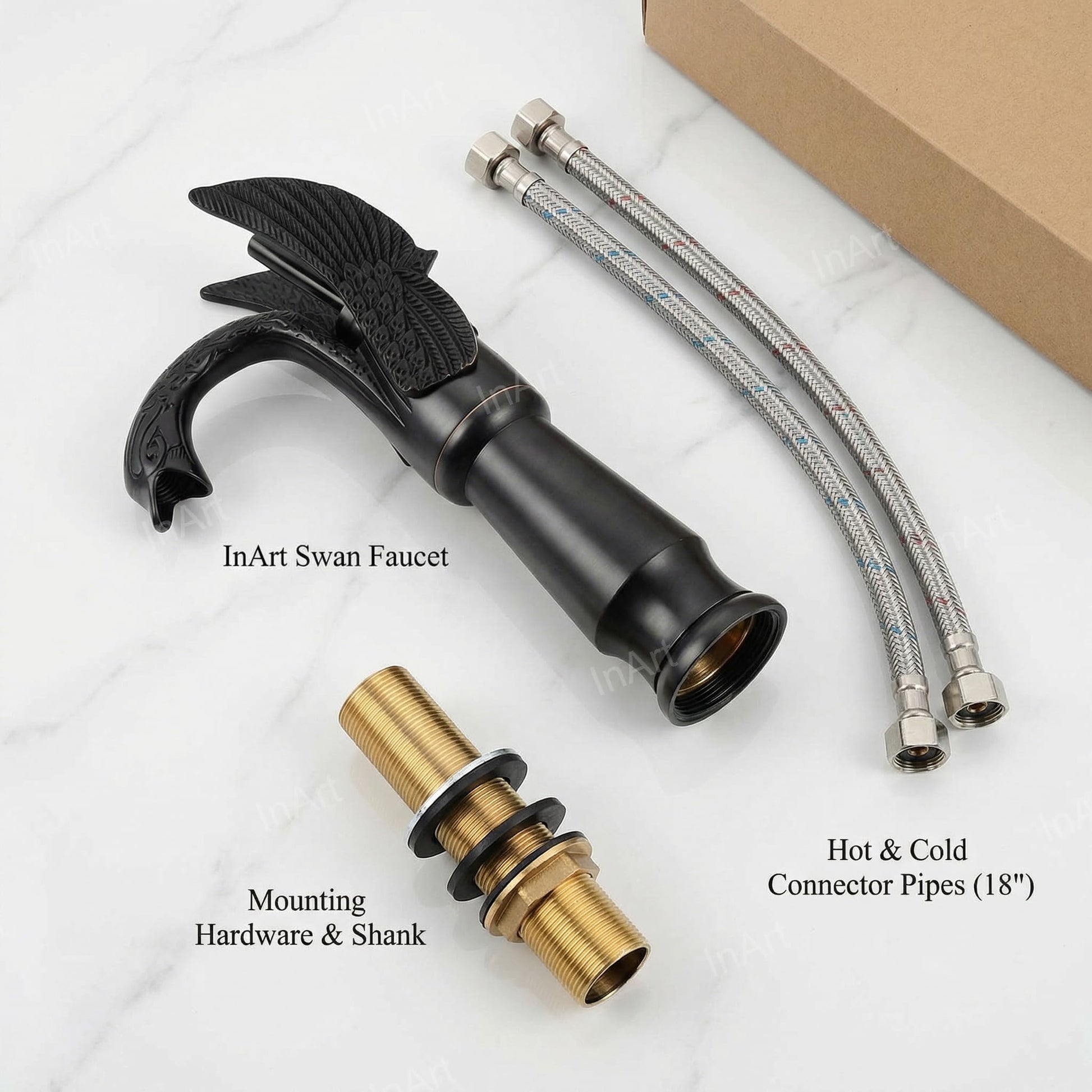 Deck mount matte black basin pillar tap for wash basin, designer swan neck mixer tap for Indian bathrooms