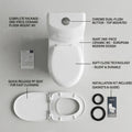 Single piece closet floor mounted western toilet, square ceramic commode angled side view in glossy white
