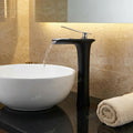 InArt brass mixer tap bathroom with single lever control, black chrome finish, close-up of handle detail
