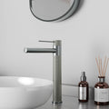 InArt washing basin tap in gun grey brass, 12 inch deck mount single lever basin mixer for hot and cold water
