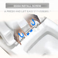 Western toilet single piece floor mounted ceramic commode, rear angle showing concealed S-trap outlet