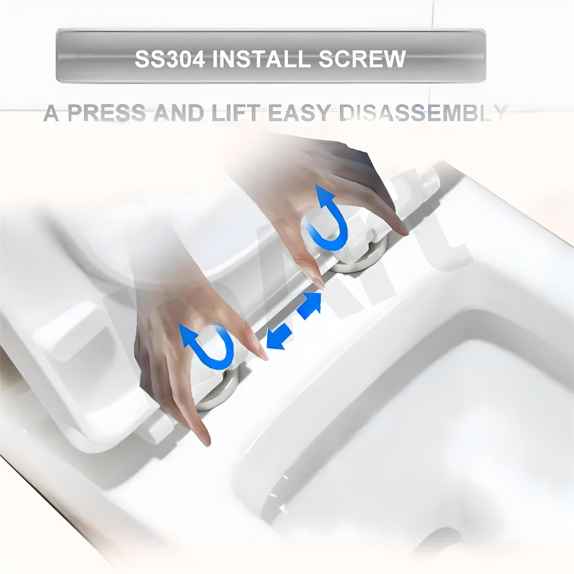 Western toilet single piece floor mounted ceramic commode, rear angle showing concealed S-trap outlet