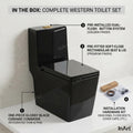 Single piece commode price comparison look: InArt glossy black ceramic one piece closet for Indian bathrooms