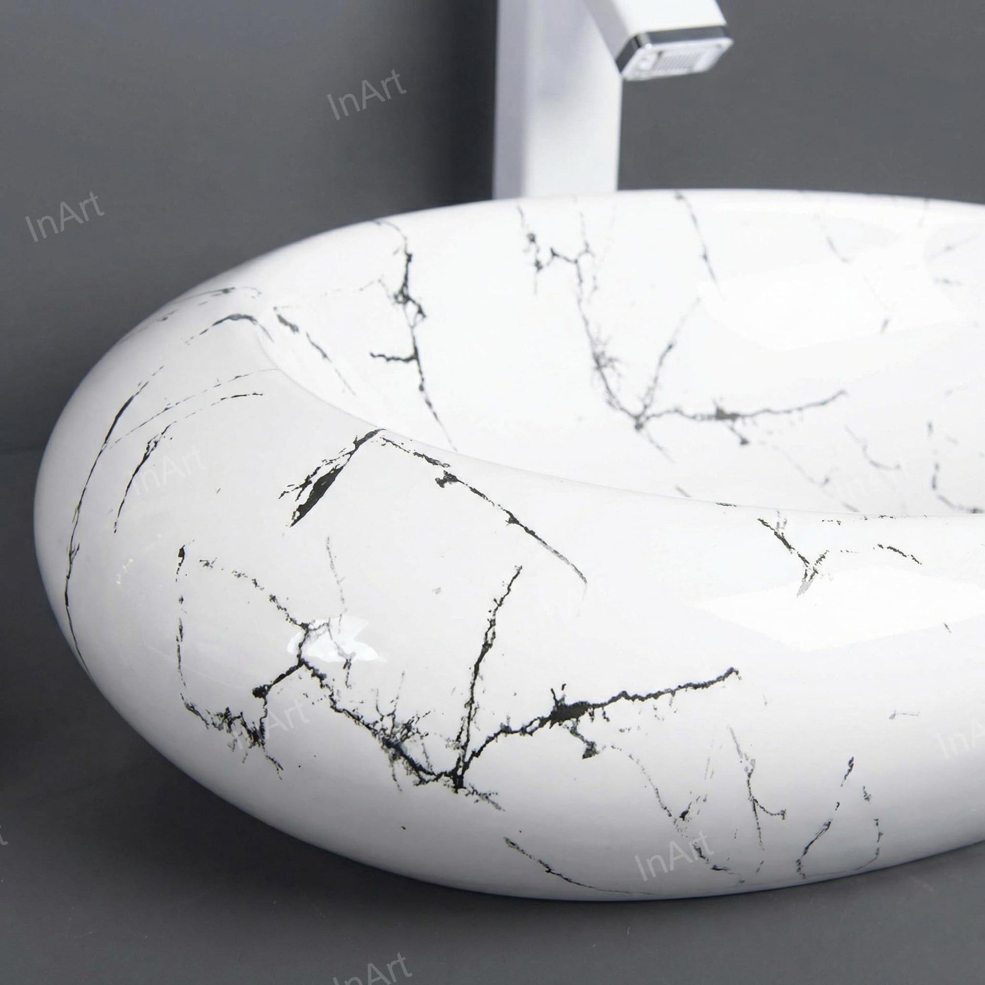 Table top basin design with cabinet look for modern bathroom, rectangular Satvario marble finish wash basin