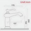 Modern bathroom wash basin mixer single lever tap, gold finish waterfall spout, angled side view