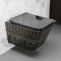 Hindware wall mounted commode style InArt rimless ceramic oval wall hung WC in black, front view