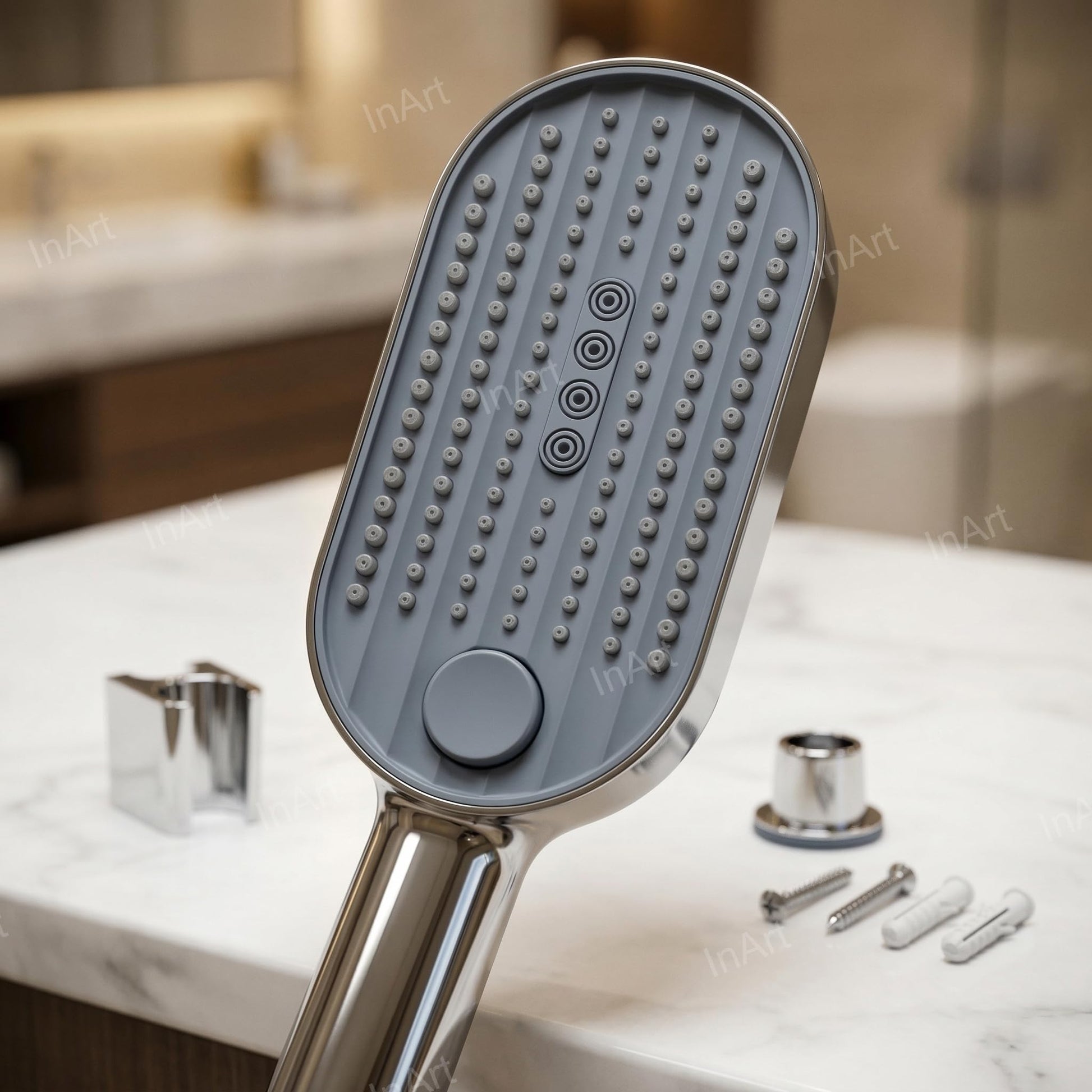 Easy clean silicone nozzle shower head, high pressure handheld shower head India - nozzle detail shot