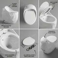 Western toilet single piece floor mounted commode, oval ceramic design shown from side angle in white