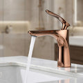 InArt single lever basin mixer tap in rose gold plated brass, deck mount main view