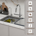 InArt stainless steel silver waterfall kitchen sink - drain assembly and mounting hardware components