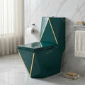 InArt ceramic floor mounted western toilet with hydraulic soft close seat cover and flush tank, close-up detail