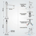 InArt white basin mixer tap installed on wash basin, modern bathroom basin tap with hot and cold mixer