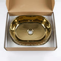Table top wash basin price in India: InArt gold ceramic oval basin, top view showing wide bowl