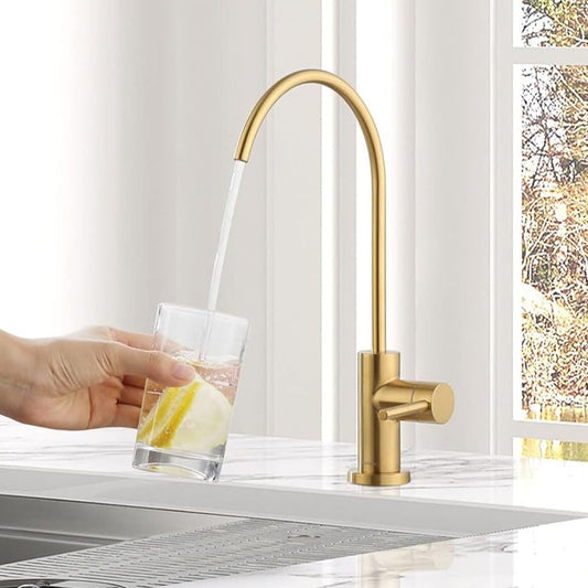 Inart RO Tap Water purifiers Tap/Faucet 304 Stainless Steel Kitchen Sink Faucet Tap 360° Rotatable RO Drinking Water Filter Tap Brushed Gold - InArt-Studio