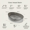 InArt modern table top wash basin for bathroom and living room, glossy black silver glass