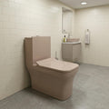 S-trap floor mounted water closet with 9 inch rough-in, pink rectangular ceramic one piece commode