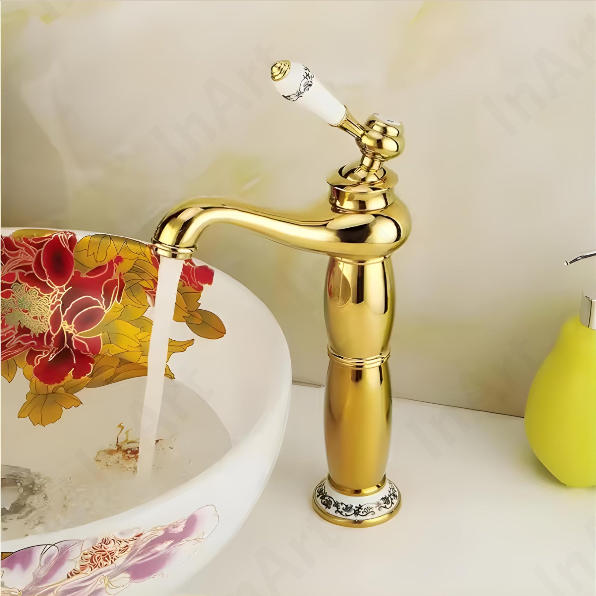 Waterfall basin tap antique finish top view, single lever wash basin mixer tap for stylish washroom upgrade