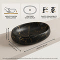 Table top basin with central drain hole, inner bowl depth view