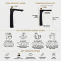 InArt single lever basin mixer tap installed on wash basin, premium bathroom interior look in black gold