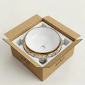 Table top wash basin online choice, InArt ceramic round basin 16 x 16 x 6 inch in white with gold