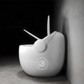 InArt premium sanitaryware ceramic commode, glossy white and black finish with soft close seat detail