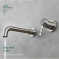 InArt single lever basin mixer with concealed parts, close-up of brushed nickel finish and smooth handle