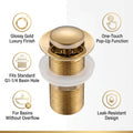 Full thread 5 inch basin drain coupling in gold colour side profile