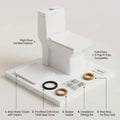 InArt western commode single piece in glossy white ceramic, floor mounted one-piece water closet for bathroom