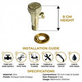 Antique finish angle valve for wash basin plumbing, installed-style view with wall flange for neat bathroom look