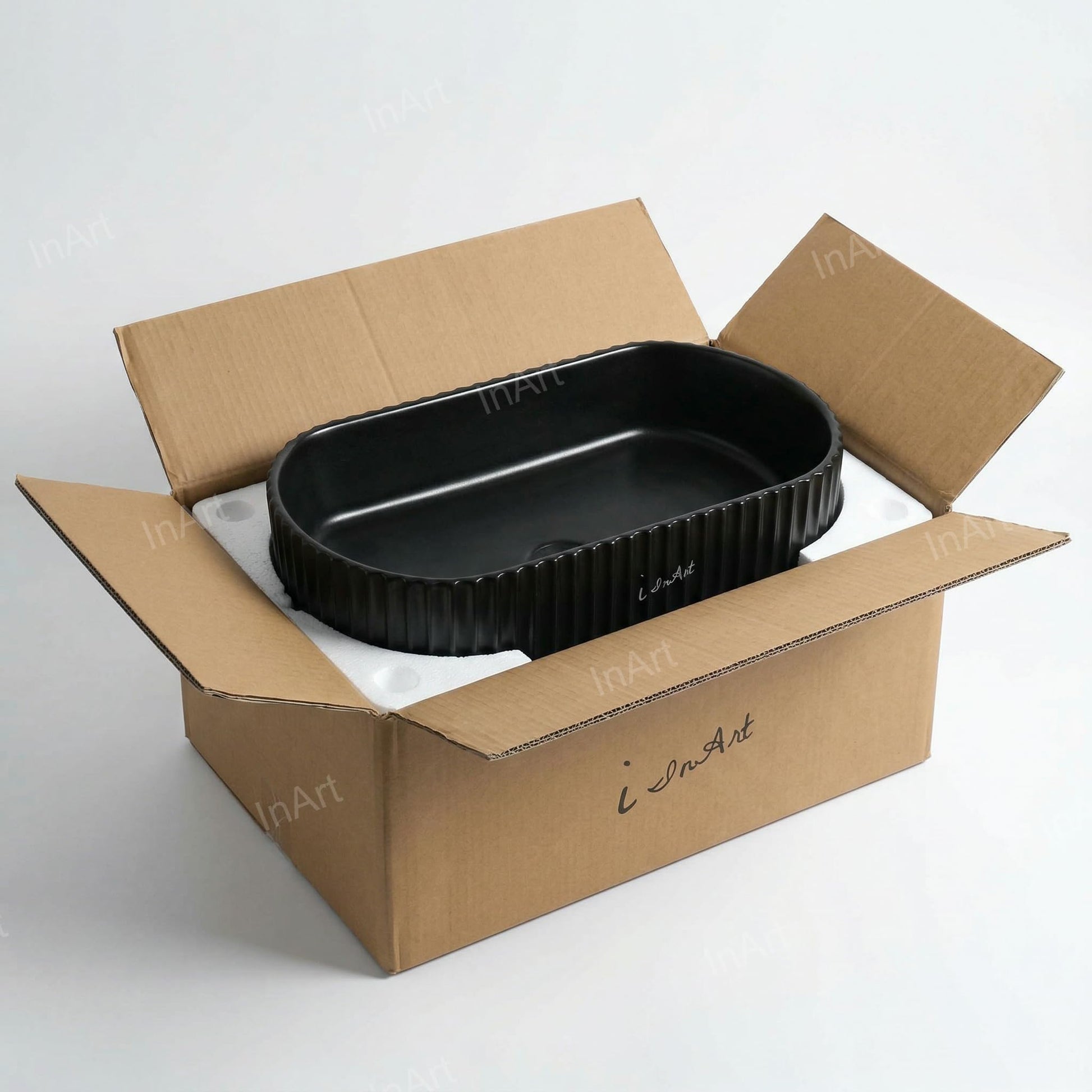 Buy wash basin online India: matte black ceramic table top wash basin for washroom, premium finish