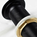 Bathroom sink pop up waste in black matte finish, round brass coupling for wash hand basin with easy press plug