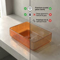 Cool bathroom sinks idea for small washroom, unique rectangular glass design wash basin on counter