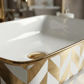 Table top basin on vanity counter style setup for modern wash basin design